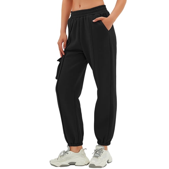 Summer Pants for Women Cargo Sweatpants Casual Baggy High Waisted Joggers Pants Wide Leg Streetwear With Pockets plus Size Athletic Comfy Pant with Pocket Slim Athletic Warm Yoga for Women Black S