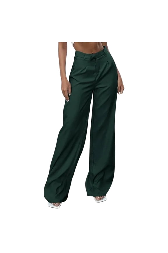 Summer Pants for Women Casual High Waisted Tie Side Plicated Wide Leg Pants Fancy Clothes for Women Sheer Sequin Lady Track Pant Compression Soft Elastic Large Size Casual Green 2XL