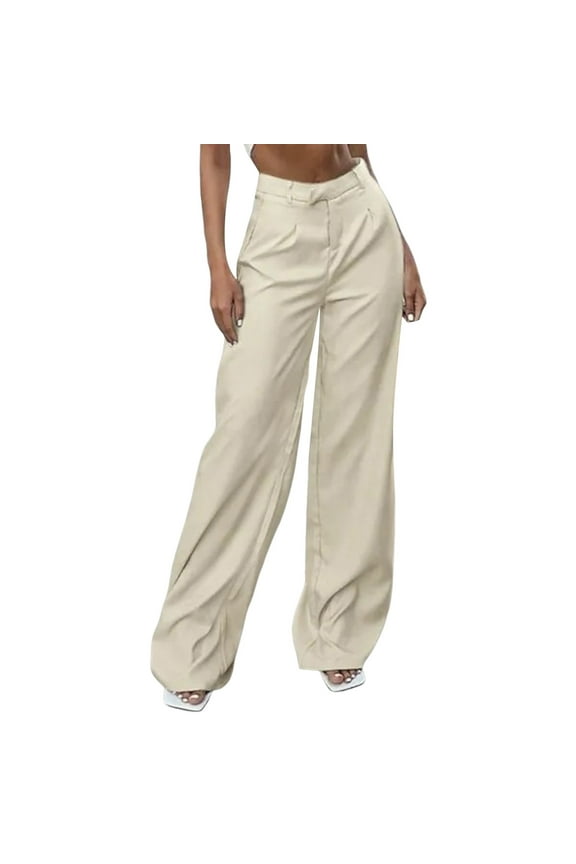 Summer Pants for Women Casual High Waisted Tie Side Plicated Wide Leg Pants Fancy Clothes for Women Sheer Sequin Lady Track Pant Compression Soft Elastic Large Size Casual Beige M