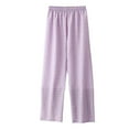 thumbnail image 1 of Summer Pants for Women Casual Plaid Print Elastic Waist Drawstring Pants Comfy Trousers Lightweight Summer Women Trouser Slim Casual Cropped Paper Bag Waist with Pockets Sweatpants Purple M, 1 of 8