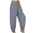 thumbnail image 1 of Summer Pants for Women Casual Pockets Elastic Waist Solid Pants Loose Long Trousers Harem Jean Women Flowing Comfy Loose Clothes Petite on Casual for Dark Work Grey L, 1 of 3