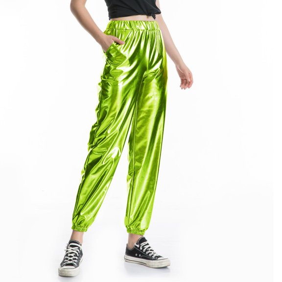 Summer Pants for Women Casual Sports Street Hop Party Sparkly Fancy Pants Casual High Waist for Women Fashion Work Pant Suit Sunflower Pajamas Business Green S
