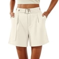 thumbnail image 1 of Summer Pants for Women Casual Summer Shorts A Line High Waist Belted Comfortable Stretch Daily Wear Soft Lightweight Breathable Loose Fit Work Clothes for Women under 30 Trending Clothes Beige L, 1 of 5