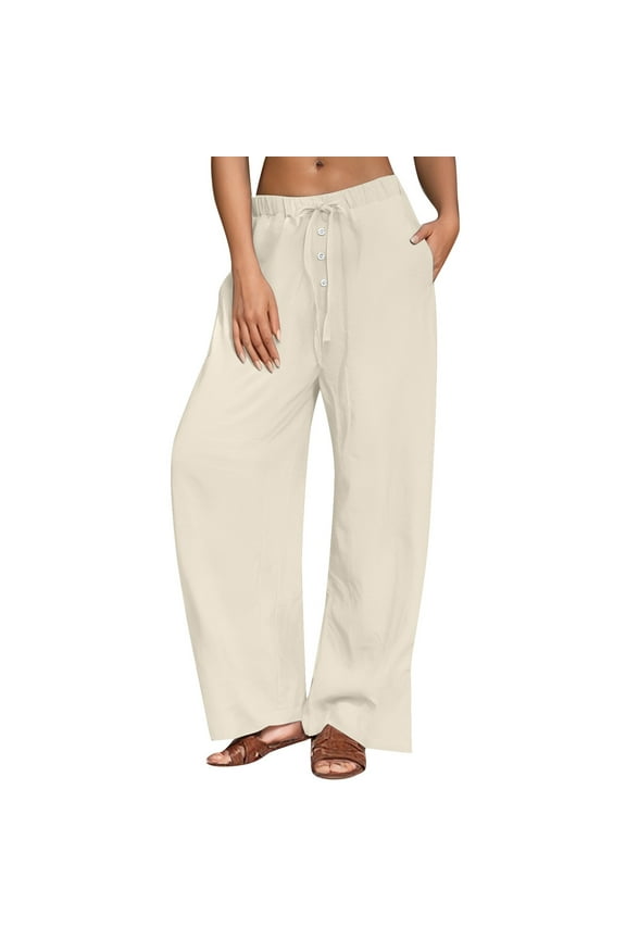 Summer Pants for Women Casual Tops And Pants for Women Oversized Clothes Postpartum Womens plus Size Denim Medium Yoga Pant Long Linen Cool Leggings High Waist Split Leg Business Beige S