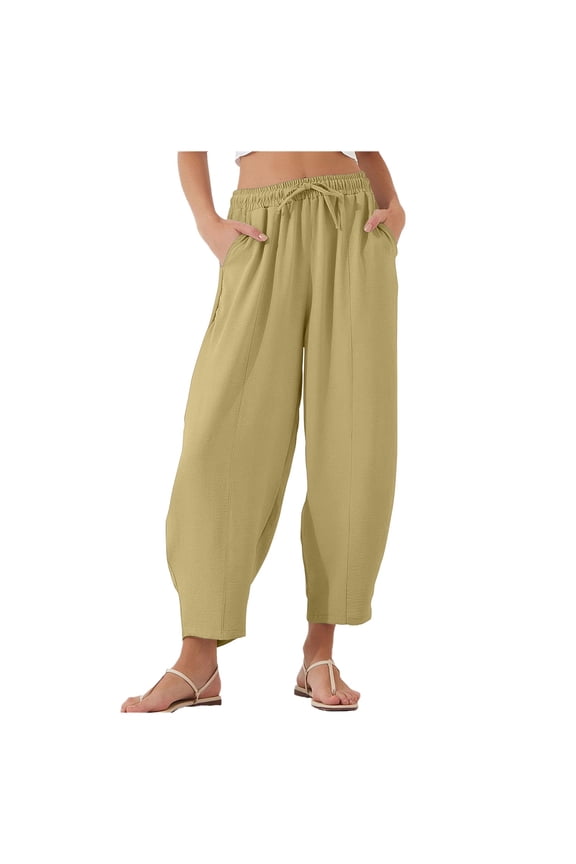 Summer Pants for Women Casuals Pants Womens Casual Print Workout Pant Business Casual Clothes for plus Size Women Sweat Wide Leg Work Drawstring Premise Womens Pant plus Size Warm up Beige L