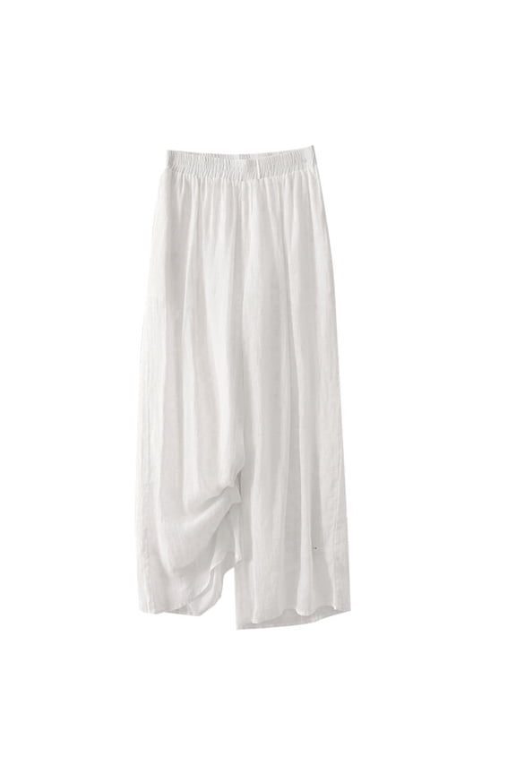 Summer Pants for Women Comfortable Casual Solid Color Wide Leg Loose Trousers Business Casual Pants for Tall Women Yoga Running Pockets Loose Sweatpants Small Pant Wool White M