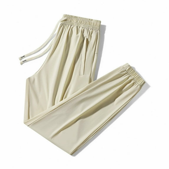 Summer Pants for Women Cool Ice Silk Sweatpants Super Stretch Pants Men's And Women's Casual Jogging Sweatpants Women plus Size Lined Running Stretchy for High Waist Short Damaged Beige 3XL