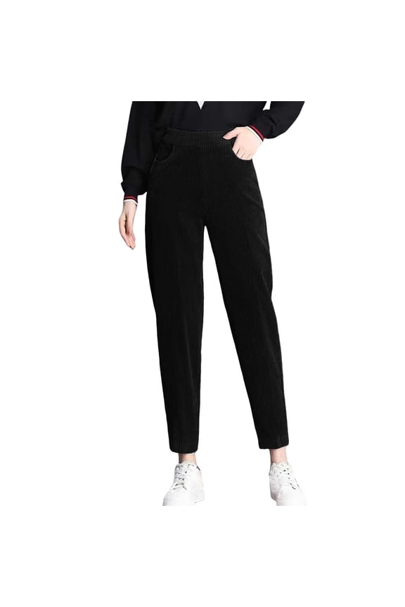 Summer Pants for Women Corduroy Fabric With Velvet Winter Solid Color Casual Pants Came Sweatpants Women Petite Training for Stretch Sequin Outfit Petite Casual Black M