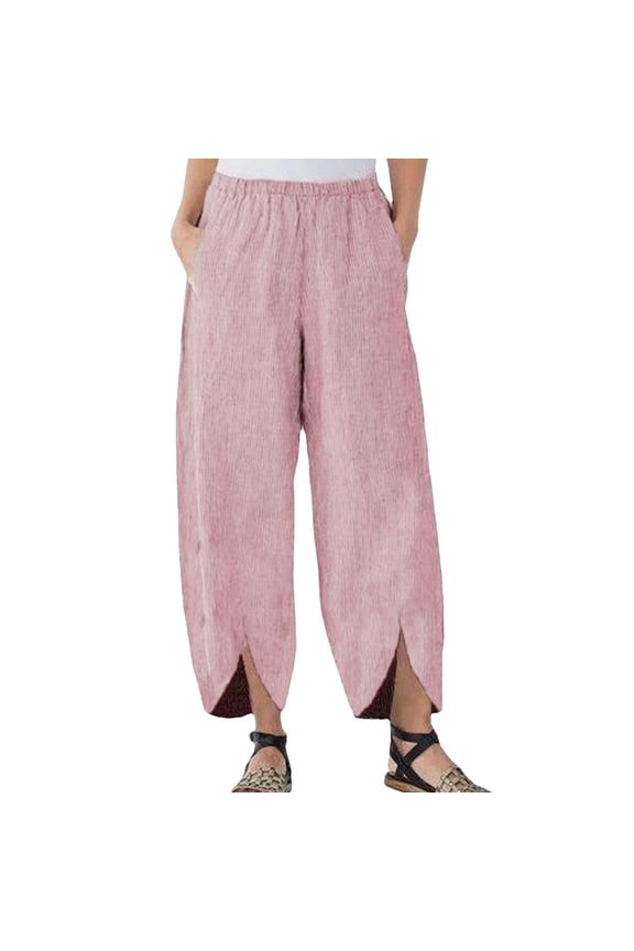 Summer Pants for Women Cute Business Clothes for Women Fancy Clothes Beach Pants Casual with Pockets Silk Dressy Lined Side Stripe Zip Pocket Track Ladies Pink M