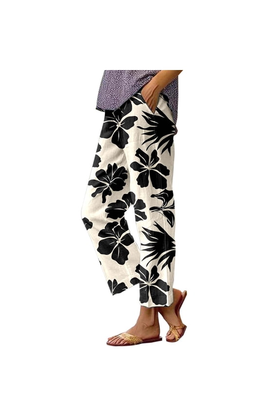 Summer Pants for Women Denim Sweat Linen Pajamas Women Wide Leg Summer Pants for Draw String plus Size Casual Pant 70s Suites Casual Oversized Clothes High Waist Black M