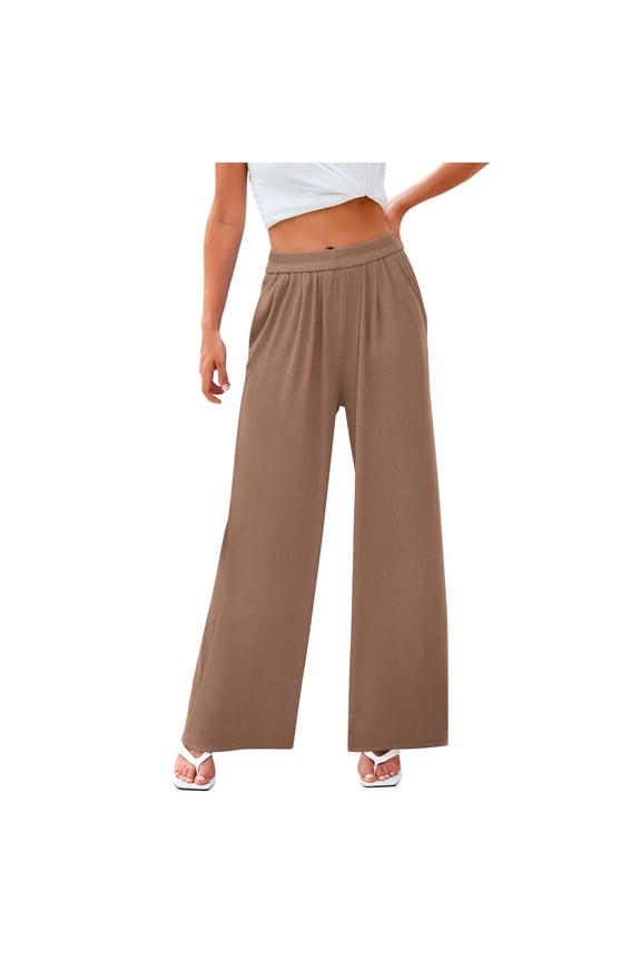 Summer Pants for Women Designer Wide Leg Pants for Women Dressy Clothes Sexy Workout Glitter Leggings Harem Dress Soft Flowing Womens Casual Sweat Fit Pant Glitter Coffee M