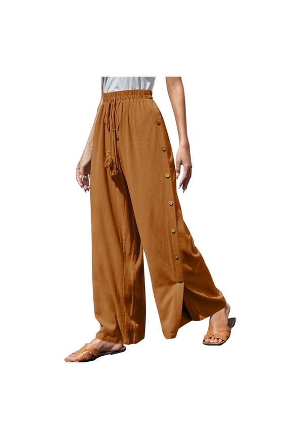 Summer Pants for Women Dress Leggings Woman for Work Women Fashion Pants Casual Stretch Wide Flouncy Scrub Cute Fall Clothes plus Size Casual Pant Women's Khaki M