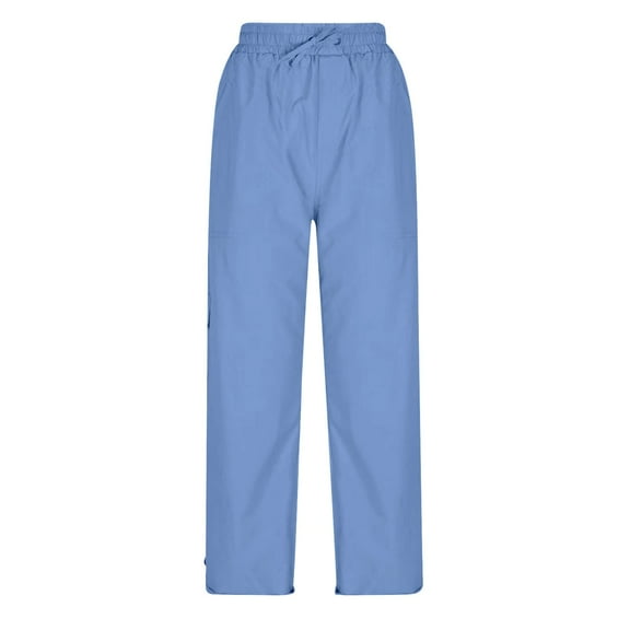 Summer Pants for Women Fashion Fashion Elastic Waist Pant With Pocket Trousers Outdoor Casual Sports Pants Loose Cargo Petite Trousers for Women Juniors Beach Ladies Tall 1850 Dresses Light Blue M