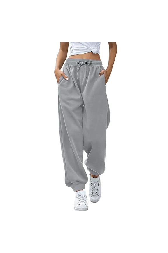 Summer Pants for Women Fashion Print Bottom Sweatpants Pockets High Waist Sporty Gym Athletic Fit Jogger Pants Trousers Pant Business Casual for Women Stretch Leopard Print Pant Clothes Work Grey M
