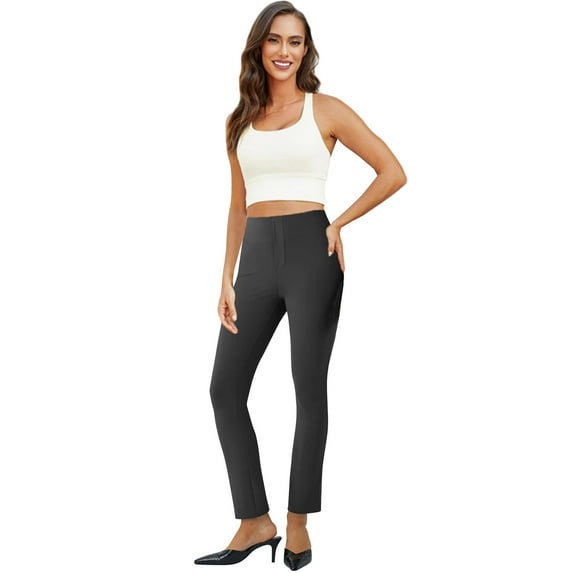 Summer Pants for Women Fashion Slim Fit Solid Color Skinny Pants Casual Trousers Denim Track Business for Women Wide Legs Trousers Yoga with Pockets Trouser Business Casual Grey M