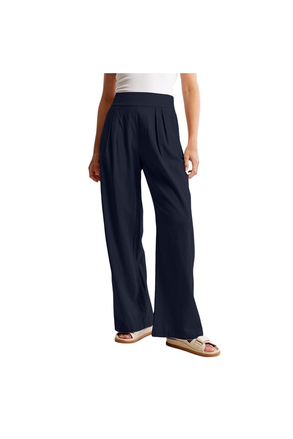 Summer Pants for Women Fashion Solid Casual Pants Pocket Women Trousers Trousers for Trendy Brocade Stripe Tape Sequin Casual Business Running on Fashion Pant Navy S