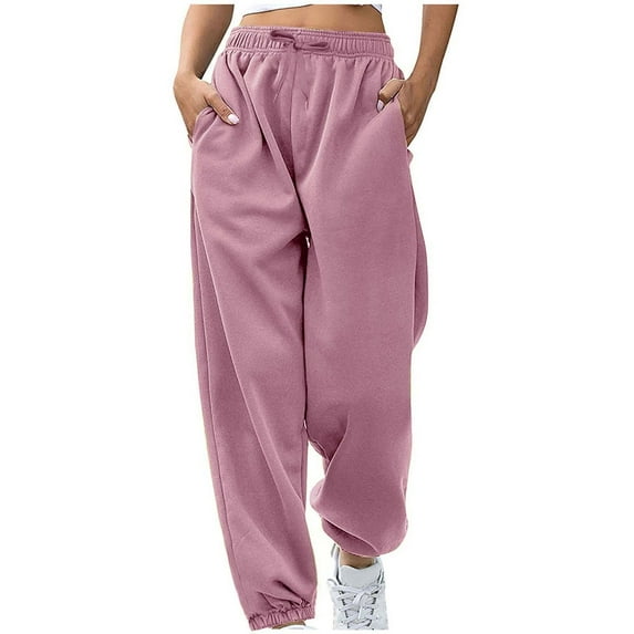 Summer Pants for Women Fashion Waistband Rope Pocket Home Casual Sports Loose Leg Pants Women Trouser Control for Lounging Womens Casual Winter Fashion Clothes Lightweight Pink M