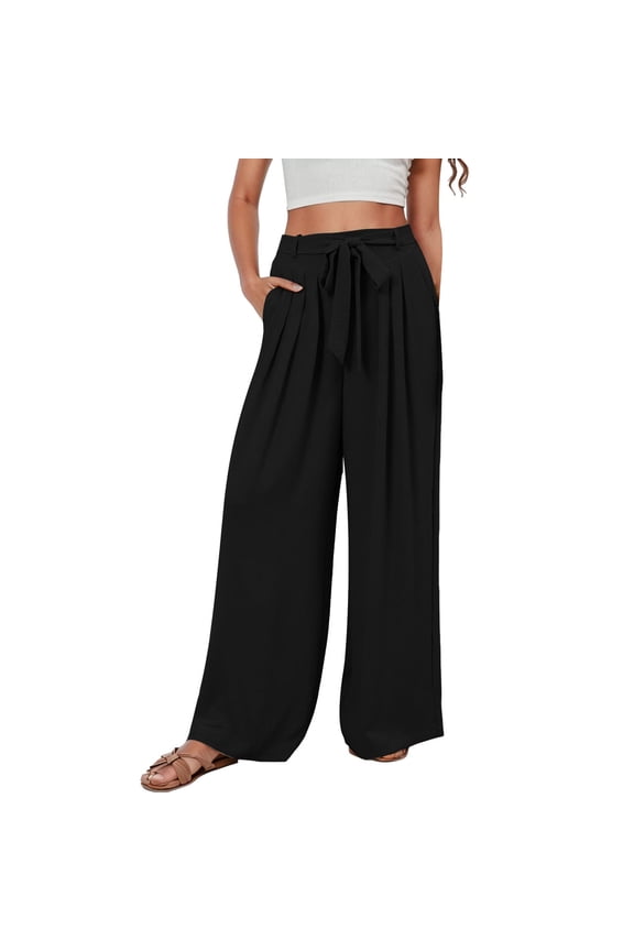 Summer Pants for Women Fitted Pants Workout Apparel Travel Ware for Women Linen Womens Clothes Sweats Pajama Active with Pockets High Waist Tracks Clothes Slim Black 2XL