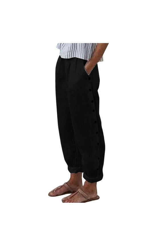 Summer Pants for Women Flare Pant Pajama Pants for Women Short Damaged Pant Work Utility Dress Tall Warmers Leggings with Pattern Lady Drawstring Business Black M