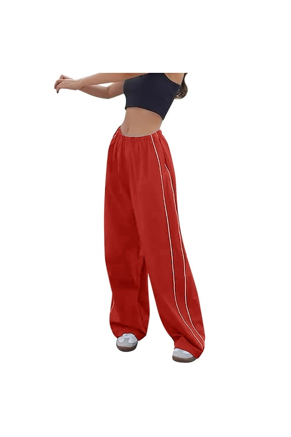 Summer Pants for Women High Pant Clothes for Women Work Dress Pants Stretchy Color Casual Tie Waist Yoga Woman Clothes Work Dress High Leg Casual Sweatpants Womens Red M