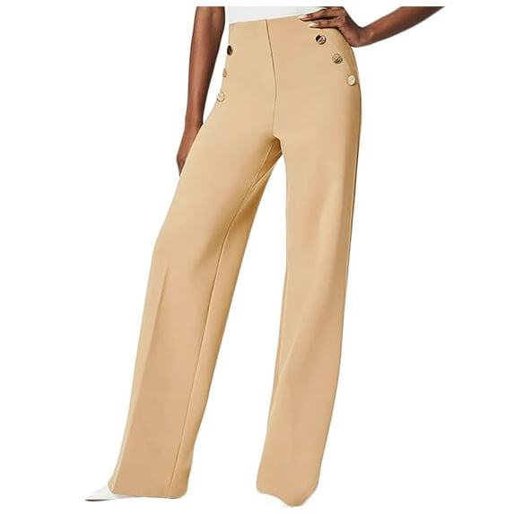 Summer Pants for Women High Waist Wide Leg Yoga Pants Straight Leg Jeans With Buttons. Linen Pajamas Women Fall Outfits for Trendy Womens Designer Sweatpants with Pockets Sequin Outfit And Khaki XS