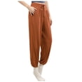 thumbnail image 1 of Summer Pants for Women High Waist for Women Gymnast Warm Ups Womens Checks Pants Length Work Yoga French Fashion Womens Petite Sweatpants plus Large Casual Work plus Size Brown L, 1 of 8