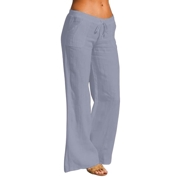 Summer Pants for Women High Waisted Wide Leg Pants Fashion Drawstring Elastic Trousers Comfy Straight Leg Long With Pockets Jean Women Polyester Track Rhinestones High Waist Sequin Grey XL