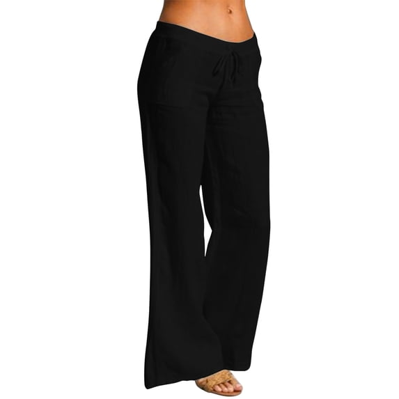 Summer Pants for Women High Waisted Wide Leg Pants Fashion Drawstring Elastic Trousers Comfy Straight Leg Long With Pockets Jean Women Polyester Track Rhinestones High Waist Sequin Black 5XL