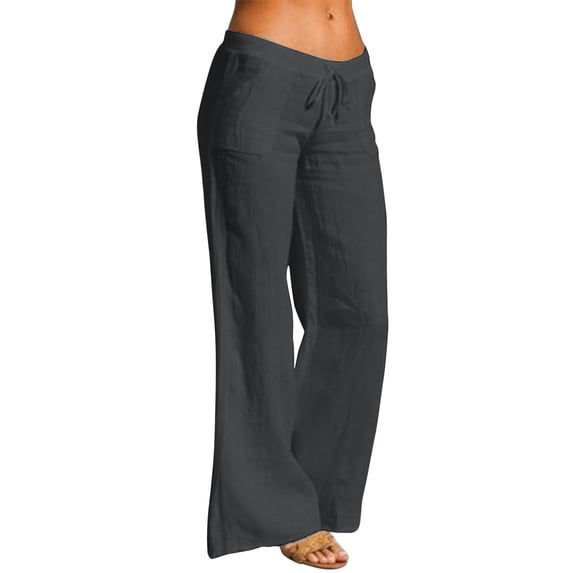 Summer Pants for Women High Waisted Wide Leg Pants Fashion Drawstring Elastic Trousers Comfy Straight Leg Long With Pockets Jean Women Polyester Track Rhinestones High Waist Sequin Dark Gray 4XL