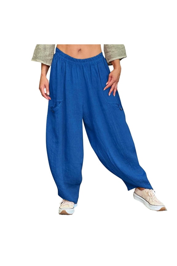 Summer Pants for Women Large Size Dressy Clothes for Women Sexy Womens Work Pajama Pants with Pockets Womens Dress Clothes 50s Travel Comfy plus Size Pajama Pockets 4 Blue M