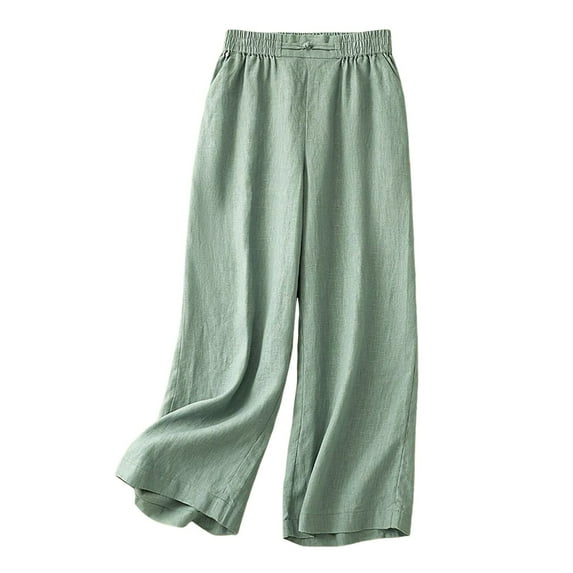 Summer Pants for Women Lounging Pants Women with Pockets Ladies Plaid Work Comfy Dress for French Sweatpants Stretch Elastic Womens Checks Length Baggy Misses Business Green XL