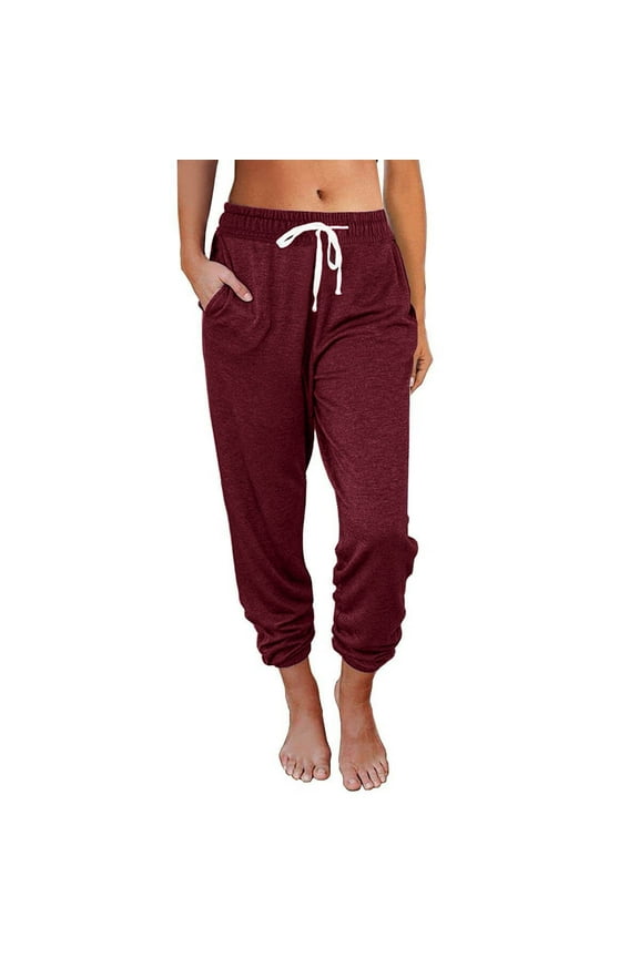 Summer Pants for Women Maternity Clothes Dress Pants Linen Suit for Women Wide Leg Linen Elastic Sweat with Pockets plus Size Womens Casual Business Casual Stretch Sequin Wine XL