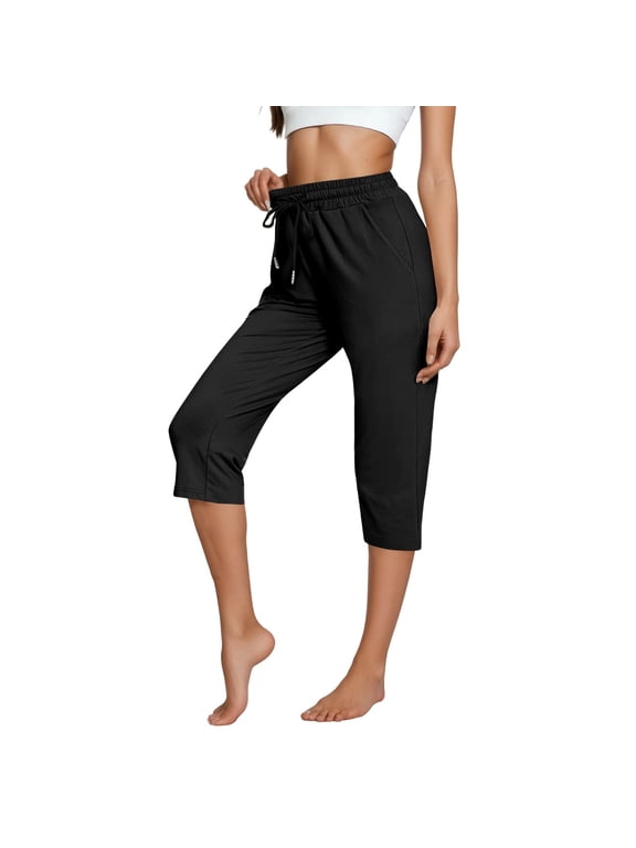 Summer Pants for Women Men's Casual 7/ 8 Pants For Everyday Wear Comfortable Solid Color Design Summer Short Sleeve Pairing Easy To Clean By Hand Or Machine Wide Leg Linen Women Baggy Peg Black XL