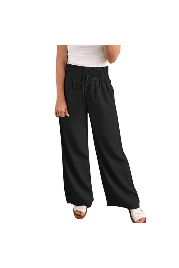 Summer Pants for Women Metallic Pants Woman for Work Wide Leg Summer Women Lightweight Casual Pocket Brocade Straight Leg Yoga Yoga Clothes Silk Dressy Casual Black L