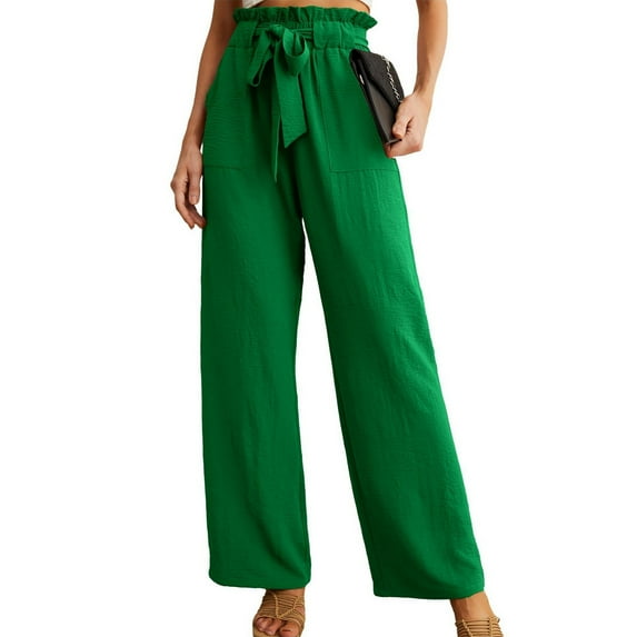 Summer Pants for Women Misses Business Suits plus Size Comfy Pant Comfy Clothes plus Size High Waist Athletic Pants Yoga Pant with Drawstring Leg for Women Stretch Work Dress Casual Baggy Green M