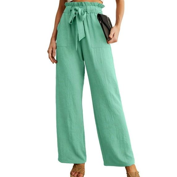 Summer Pants for Women Misses Business Suits plus Size Comfy Pant Comfy Clothes plus Size High Waist Athletic Pants Yoga Pant with Drawstring Leg for Women Stretch Work Dress Casual Baggy Mint Green