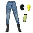 thumbnail image 1 of Summer Pants for Women Motorcycle Riding Pants Protective Scratch Tear Thickened Leg Guard With Zipper Casual Sports Jeans For All Seasons Womens Work Animal Print Women's Business Casual Blue S, 1 of 9