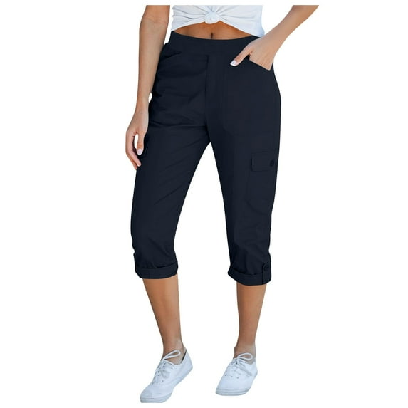 Summer Pants for Women Owned Business Track Stripe Pants for Women Softball Training Travel Clothes Womens Casual Leopard Drawstring Athletic Scrub Fit Pant Pajama Pockets High Waist Navy L