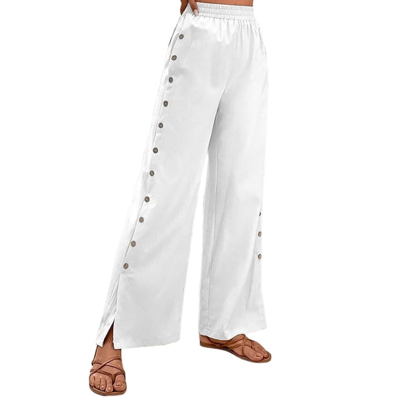 Summer Pants Women Petite Pants Casual Fit 21 plus Size Women Work Business Casual Pockets Loose for plus Size Beach Cover up Pant Womens Medium on Dress White XL