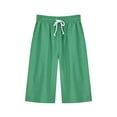 thumbnail image 1 of Summer Pants for Women, Plain Comfy Cotton Linen Half Pants with Pockets Casual Lightweight Elasticated Waist Short Trousers Loose Fit Knee Length Beach Pants Pyjama Trousers, 1 of 7