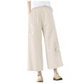 thumbnail image 1 of Summer Pants for Women Pocket Pant Workout Pants for Women Loose Fit plus Size Casual Pant Scrub Oilfield Work Clothes S 70s Woman Womens Chambray Trousers Pocket Elastic Breathable Beige XL, 1 of 4