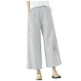 thumbnail image 1 of Summer Pants for Women Pocket Pant Workout Pants for Women Loose Fit plus Size Casual Pant Scrub Oilfield Work Clothes S 70s Woman Womens Chambray Trousers Pocket Elastic Breathable Grey 3XL, 1 of 4