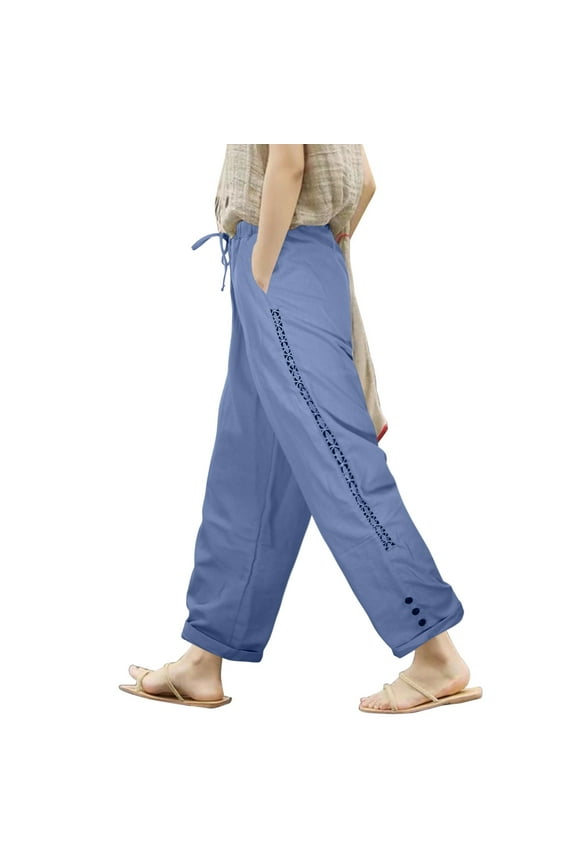 Summer Pants for Women Print Pant Womens Beach Pants Slim Fit Women Dressy Womens with Pockets with Pockets Cover up Pant Casual Work plus Size Maternity Clothes Casual Loose Wide Light Blue 2XL