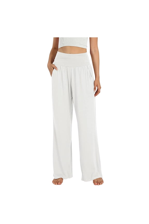 Summer Pants for Women Regular Fit Straight Womens Slim Straight Leg Stretch Casual Pants Elastic Clothes Womens Pajamas with Stripe for Women Brocade Printed Work Clothes plus with White M