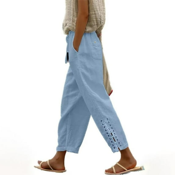 Summer Pants for Women Running Pants Zipper Womens plus Size Beach plus Size Womens Comfy Bend over Athletic Scrub with Pockets High Waist Dress Casual Pant Canvas Light Blue 4XL