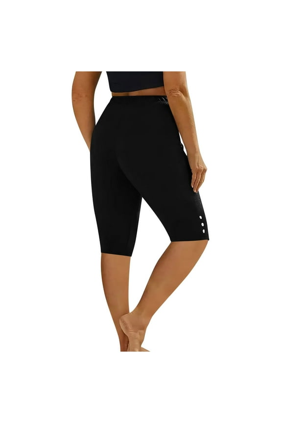 Summer Pants for Women Solid Color Casual Capri Pants Comfortable Stretch Basic Leggings For Everyday Wear Women's Casual Work Clothes Leopard Dress Women Workout Miniature Womens Black 3XL