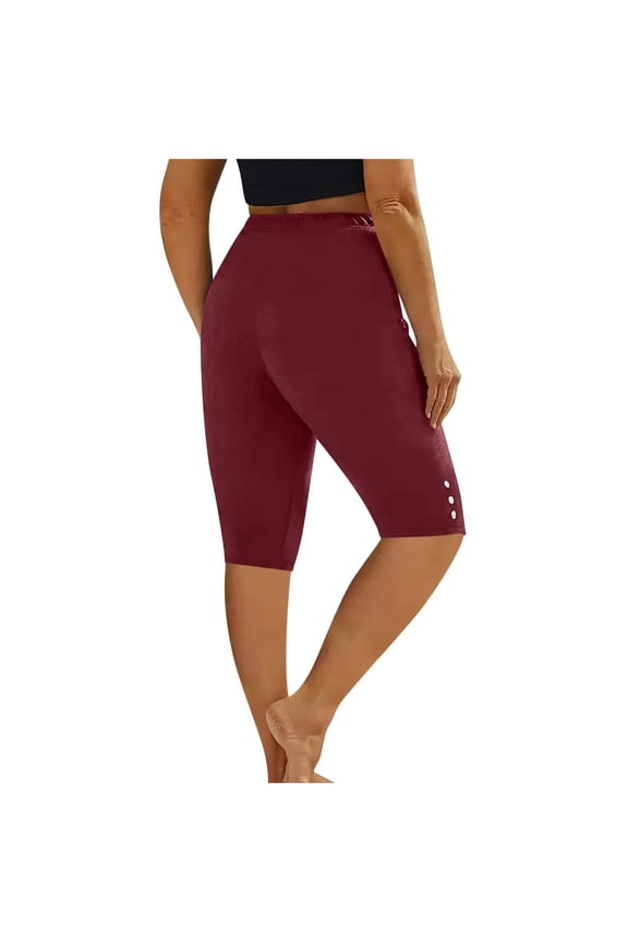 Summer Pants for Women Solid Color Casual Capri Pants Comfortable Stretch Basic Leggings For Everyday Wear Women's Casual Work Clothes Leopard Dress Women Workout Miniature Womens Red 3XL