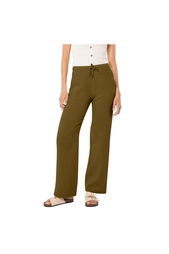 Summer Pants for Women Solid Color Casual Pants With Drawstring Waist And Pleated Linen Blend Trousers Interview Outfits for Women Casual Workout Pocket Causal Sports Work Outfits Yellow S