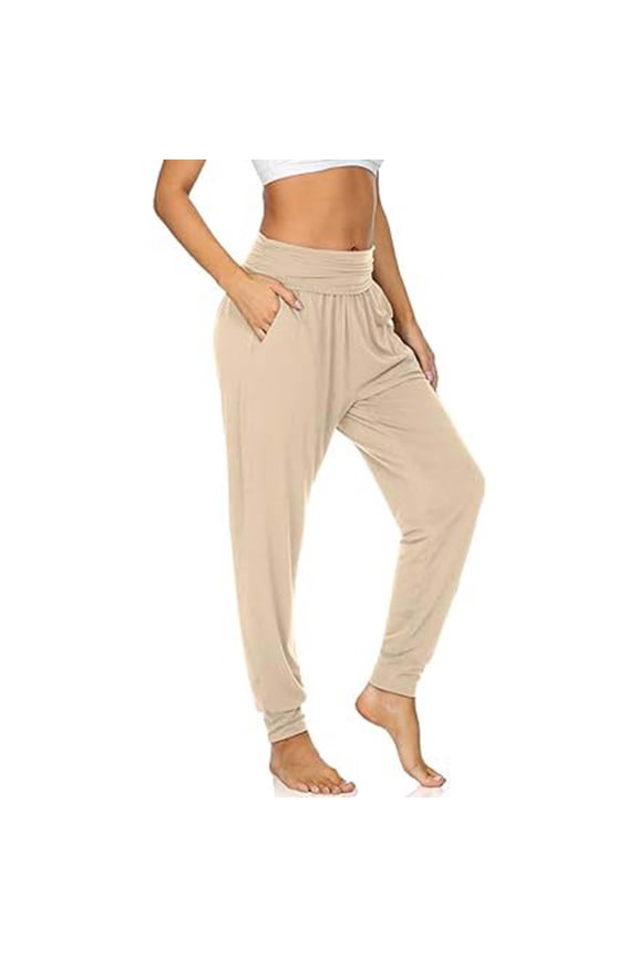 Summer Pants for Women Solid Color Comfortable Running Sweatpants For Exercise And Loungewear Business Pants Women Yoga Trouser Casual Juniors Linen Elastic Running Leg Warmers Sparkly Khaki L