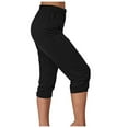 thumbnail image 1 of Summer Pants for Women Solid Color Stretchy Capri Leggings Low Waist Pocketed Athletic Pants Womens Dress Tall Bend over Tall Formal Soccer Comfy Baggy Women Casual Comfy for Black M, 1 of 7